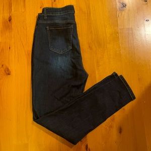 Dark denim straight leg or skinny Jean